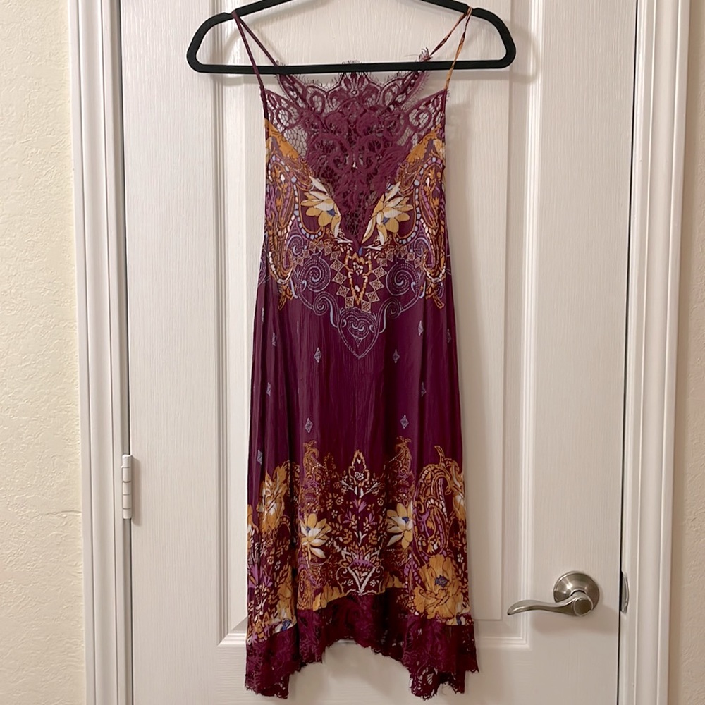 Free People Intimately FP purple flower lace mini slip dress size L